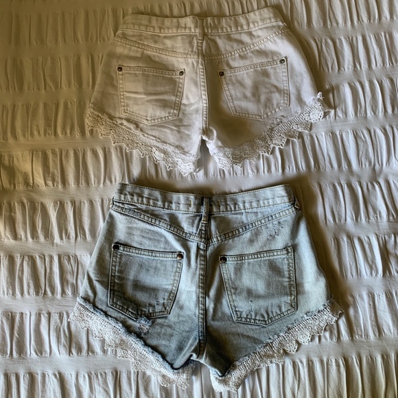 Free People Denim Shorts with Crochet Hem - Denim - Picture 4 of 6